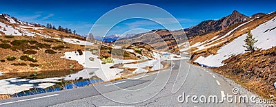 Panorama of the pass Col De Vars, Alps, Stock Photo