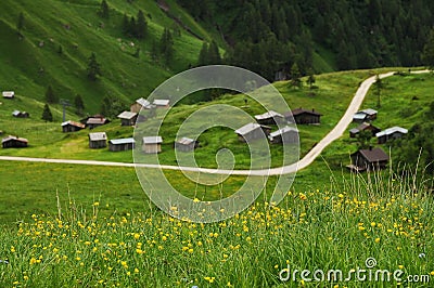 Panorama at Passo Fedaia, Val di Fassa, Dolomites Stock Photo