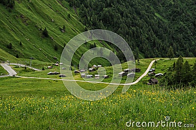 Panorama at Passo Fedaia, Val di Fassa, Dolomites Stock Photo