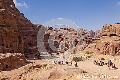 Panorama of Petra in Jordan - ancient city, capital of the Edomites Editorial Stock Photo