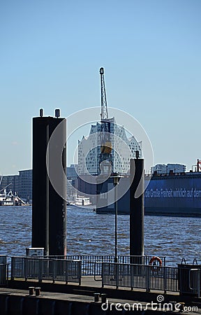 Panorama of Philharmonic Concert Hall at the River Elbe in the Hanse City Hamburg Editorial Stock Photo