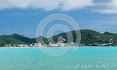 Panorama of Philipsburg Sint Maarten Stock Photo