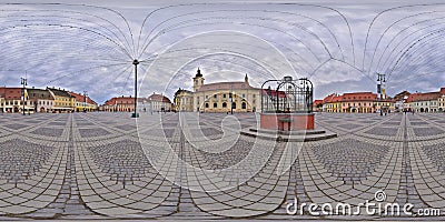 360 panorama of Piata Mare in Sibiu, Romania Editorial Stock Photo