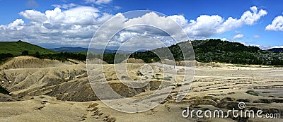 Panorama picture of muddy vulcanos Stock Photo