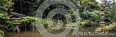 Panorama of the picturesque Kenroku-en gardens, Kanazawa, Ishikawa, Japan Stock Photo