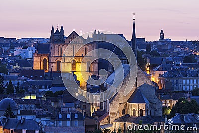 Panorama of Poitiers with Cathedral of Saint Peter Stock Photo