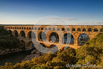 Panorama of Pont Du Gard Stock Photo