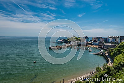 Panorama of port and marina in the beautiful little Tenby town Editorial Stock Photo