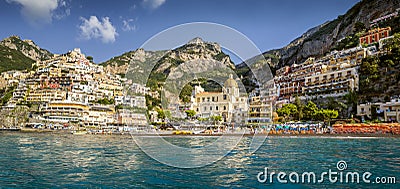 Panorama of Positano town, Amalfi coast, Italy Editorial Stock Photo