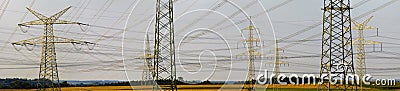 Panorama power poles Stock Photo