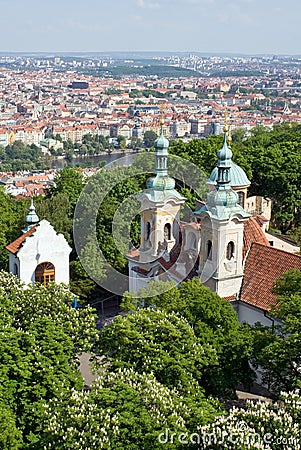 Panorama of Prague from Petrin Hill Stock Photo