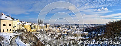 Panorama of Prague in winter Stock Photo