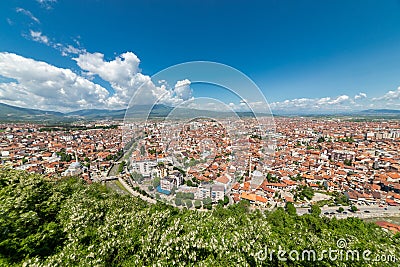 Panorama of Prizren, view from medieval fortress Kalaja, Kosovo, Serbia Stock Photo