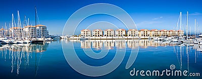 Panorama of Queensway Quay Marina, Gibraltar Stock Photo
