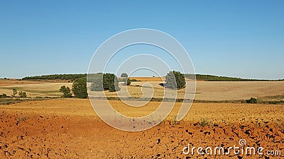 Panorama Recently Plowed Farmland Stock Photo