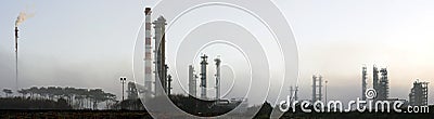 Panorama of a refinery at dawn Stock Photo