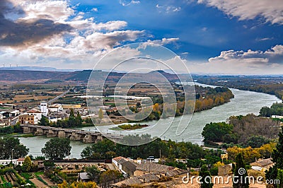 Panorama of the river Ebro in Tudela, Navarra, Spain Stock Photo