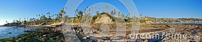 Panorama of Rock Pile Beach, Heisler Park and Laguna Beach, California Stock Photo