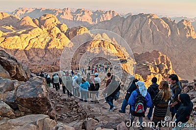 Panorama rocks of Mount Sinai in early morning Editorial Stock Photo