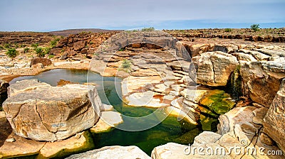 Panorama of rocky pond on Adrar plateau, Mauritania Stock Photo
