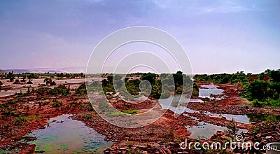 Panorama of rocky pond on Adrar plateau, Mauritania Stock Photo