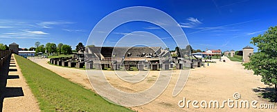 Panorama of Roman Amphitheatre at Archaeological Park in Xanten, UNESCO World Heritage Site, North Rhine-Westphalia, Germany Stock Photo