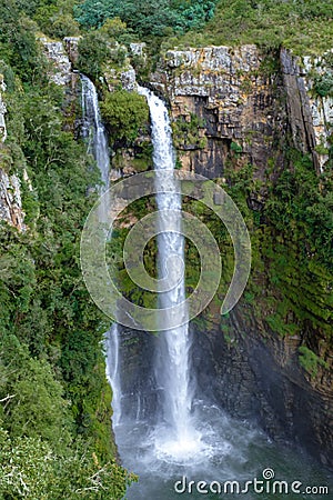 Panorama route Soute Africa, Picturesque green Berlin water fall in Sabie , Graskop in Mpumalanga South Africa Stock Photo