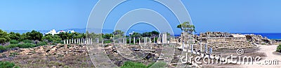 Panorama of Ruins of Salamis near Famagusta Stock Photo