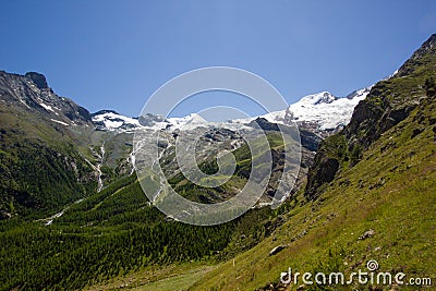 Panorama in Saas Fee in the Swiss mountains Stock Photo