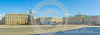 Panorama of Saint Isaac's Square in St Petersburg Editorial Stock Photo