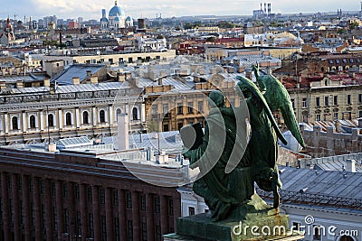 Panorama of Saint-Petersburg from Saint Isaacs cathedral collonade Editorial Stock Photo