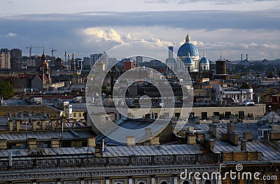 Panorama of Saint-Petersburg from Saint Isaacs cathedral collonade Editorial Stock Photo