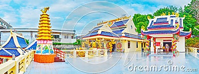 Panorama of Sam Sae Chu Hut Chinese Shrine, Phuket City, Thailand Editorial Stock Photo