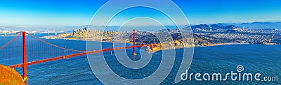 Panorama on San Francisco and the Gold Gate Bridge Stock Photo
