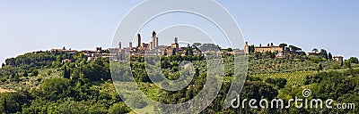 Panorama of San Gimignano, a small walled medieval hill town in the province of Siena, Tuscany. Stock Photo