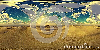 Panorama of sandy desert. Environment map. HDRI Stock Photo