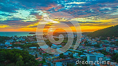 Panorama scenery sunset in Andaman sea. Stock Photo