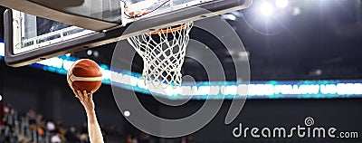 panorama of scring at a basketball game sports and competition background Stock Photo