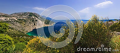 Panorama with the sea mountains, Hovatia, medium Dolmacia, Makarska Riviera, high quality panorama Stock Photo