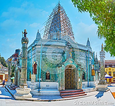 Panorama of Sein Yaung Chi Pagoda, Yangon, Myanmar Editorial Stock Photo