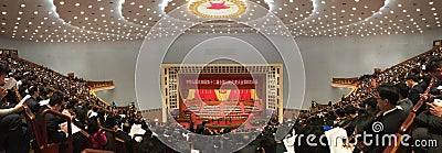 Panorama of a session of China's parliament meeting Editorial Stock Photo