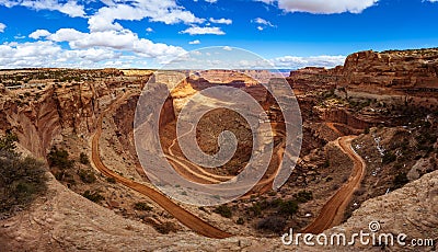 Panorama of Shafer Trail, Canyonlands National Park, Utah, USA Stock Photo