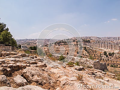 Panorama from Shepherd's field, Beit Sahour, east of Bethlehem, Stock Photo