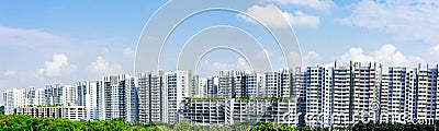 Panorama shot of Housing and Development Board or HDB Residential Buildings, Singapore, March 30, 2020 Editorial Stock Photo