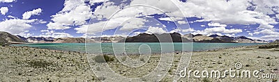 Panorama shot of Pangon Lake in Ladakh, India Stock Photo