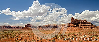 Panorama shot of scenic desert landscape in the Valley of the Gods in Utah, United States Stock Photo