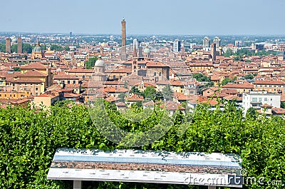 Panorama sign Bologna tour aerial view sightsee emilia romagna Stock Photo