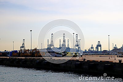 Singapore shipping container terminal, One of the Asian modernize harbor and global trade. Editorial Stock Photo