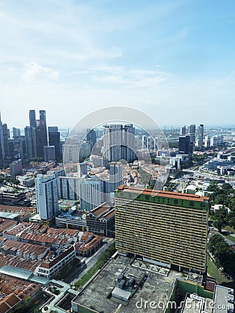 Panorama Singapore skyline and Chinatown Editorial Stock Photo