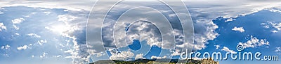 Panorama sky with clouds without ground, for easy use in 3D graphics and panorama for composites in aerial and ground spherical Stock Photo